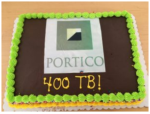 Cake to celebrate Portico's 400 TB milestone